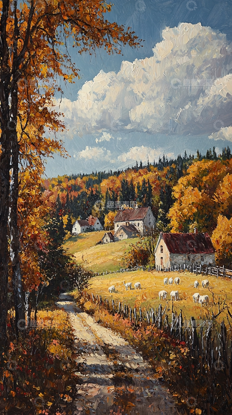 高清大图下载【趣麦麦图】秋日乡间小路