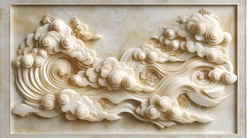 高清大图下载【趣麦麦图】轻奢云纹浮雕背景