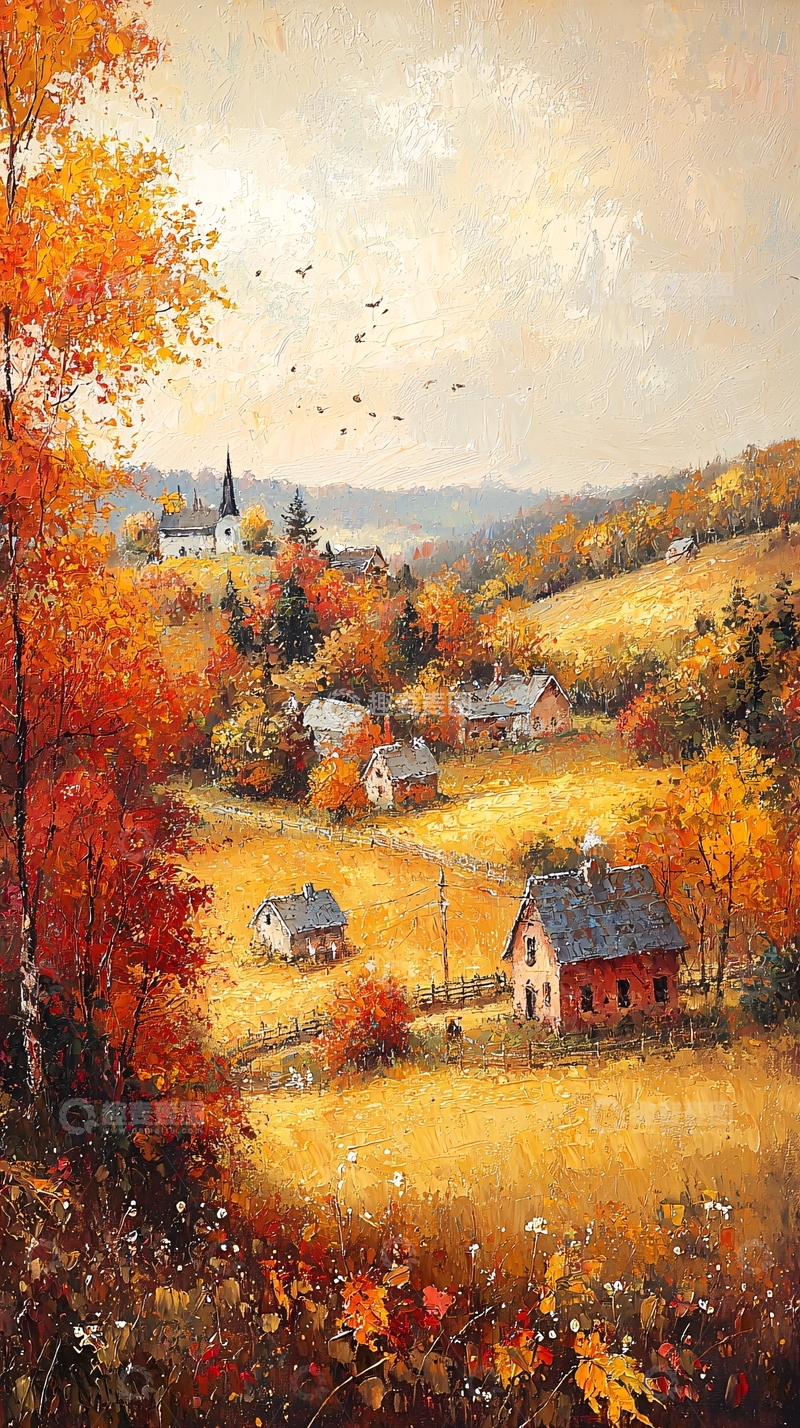 高清大图下载【趣麦麦图】秋日乡村风景画