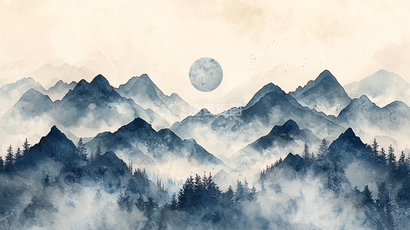 高清大图下载【趣麦麦图】水墨山水画801