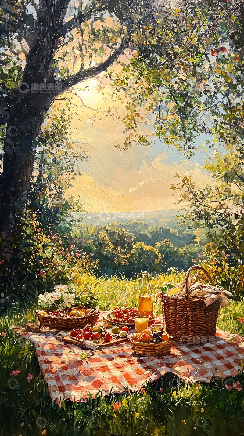 高清大图下载【趣麦麦图】树荫下野餐风景
