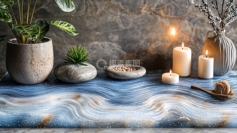 高清大图下载【趣麦麦图】蓝灰色波浪纹理桌面