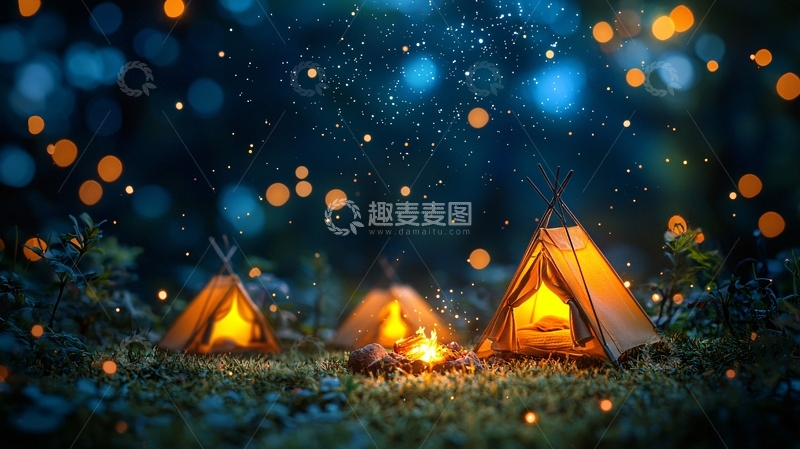 高清大图下载【趣麦麦图】梦幻森林露营