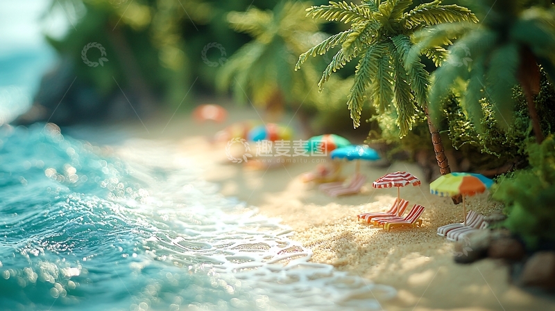 高清大图下载【趣麦麦图】-微缩景观沙滩