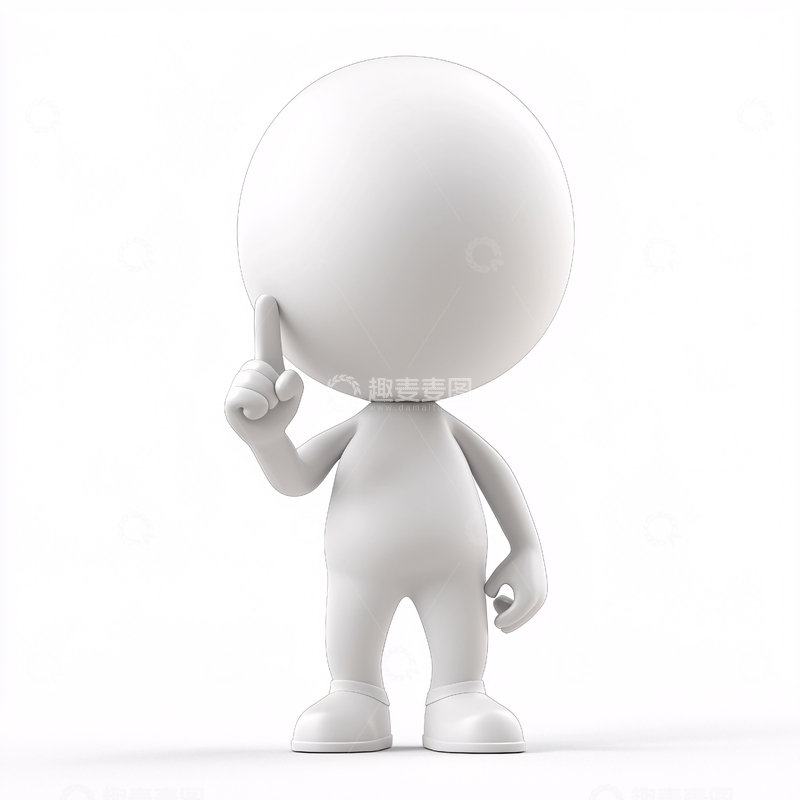 高清大图下载【趣麦麦图】白色卡通人物思考