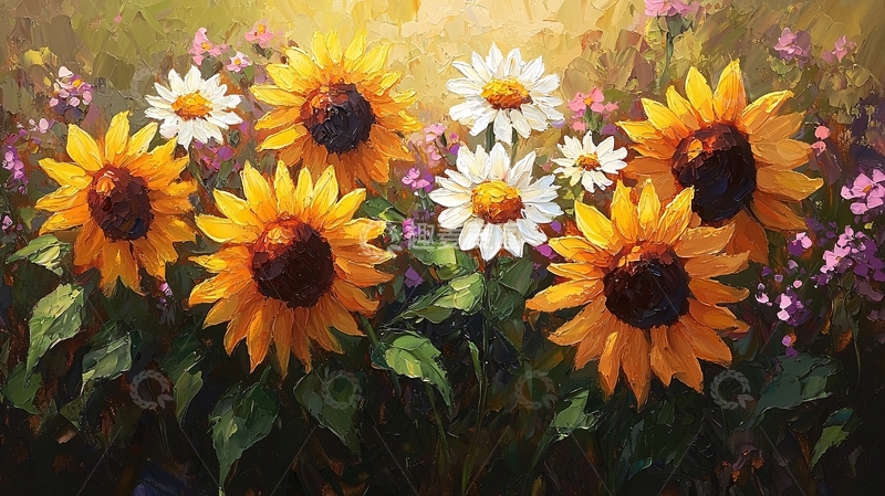 高清大图下载【趣麦麦图】向日葵和雏菊田园风光
