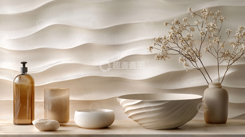 高清大图下载【趣麦麦图】极简风奶油色家居背景