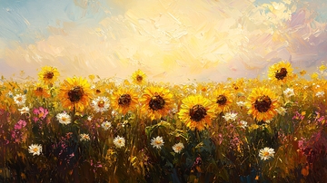 向日葵油画田园风景