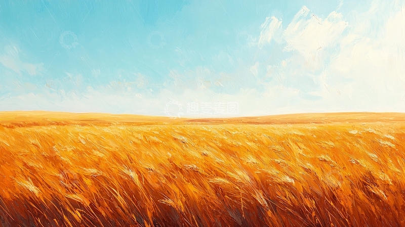高清大图下载【趣麦麦图】金色的麦田在阳光下摇曳