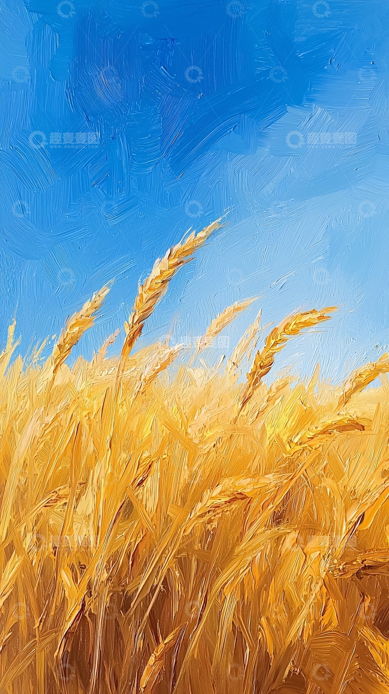 高清大图下载【趣麦麦图】金黄麦浪蓝天图