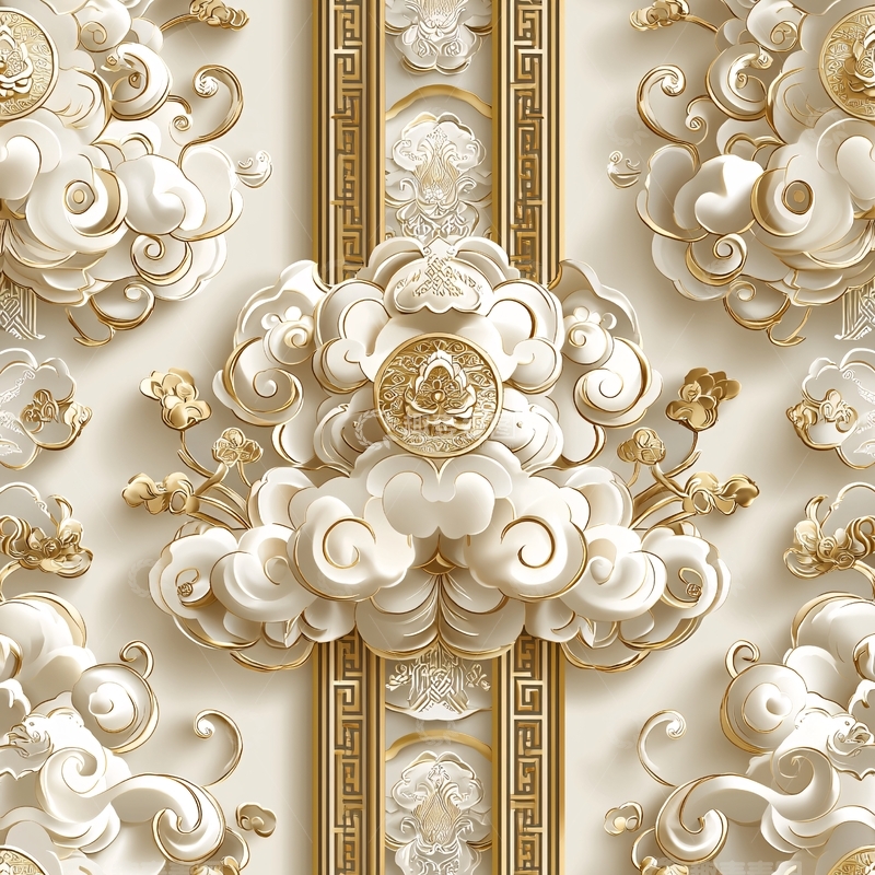 高清大图下载【趣麦麦图】金色祥云纹理壁纸