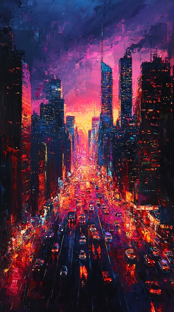 夜幕下的都市街景