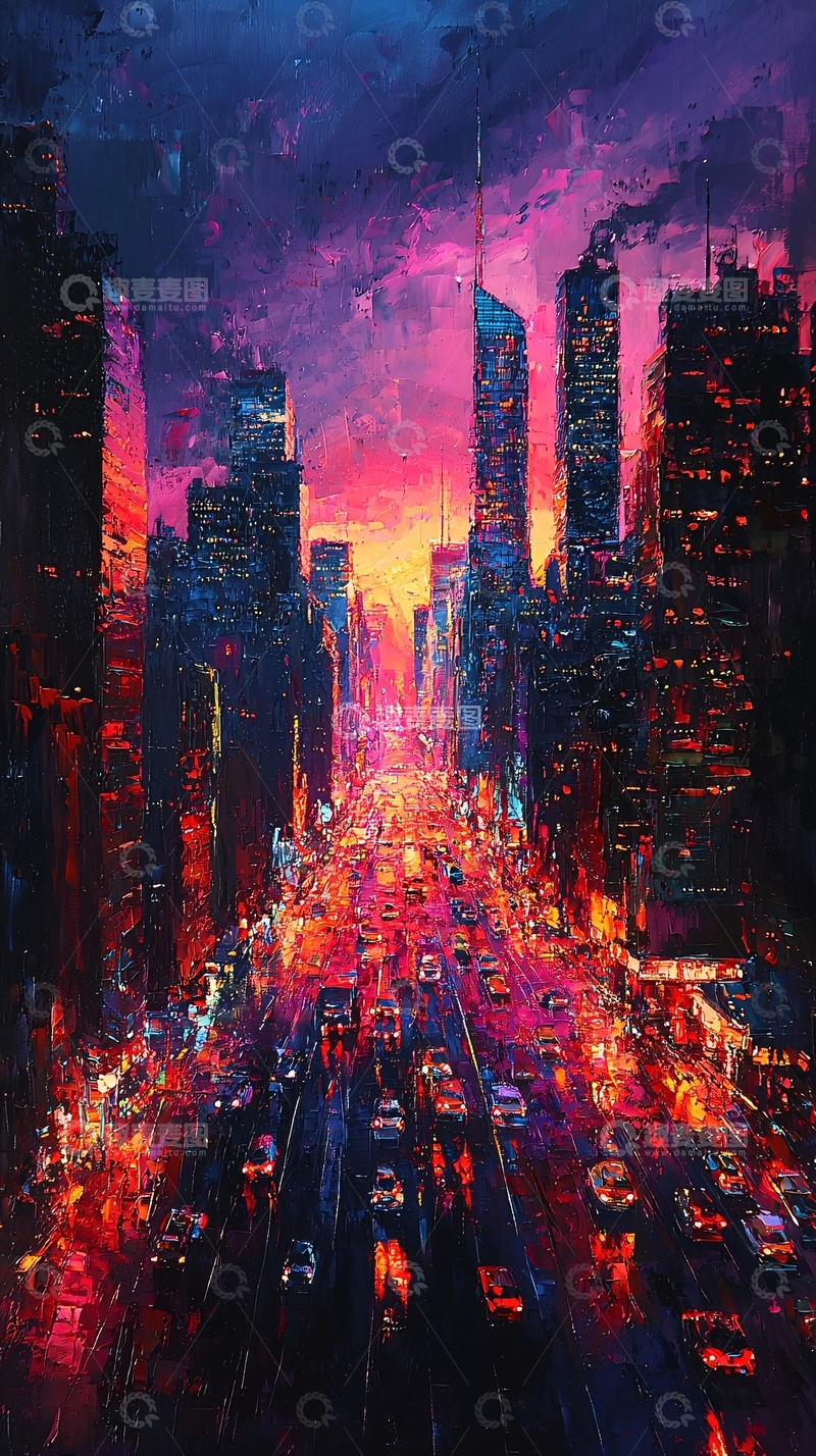 高清大图下载【趣麦麦图】夜幕下的都市街景