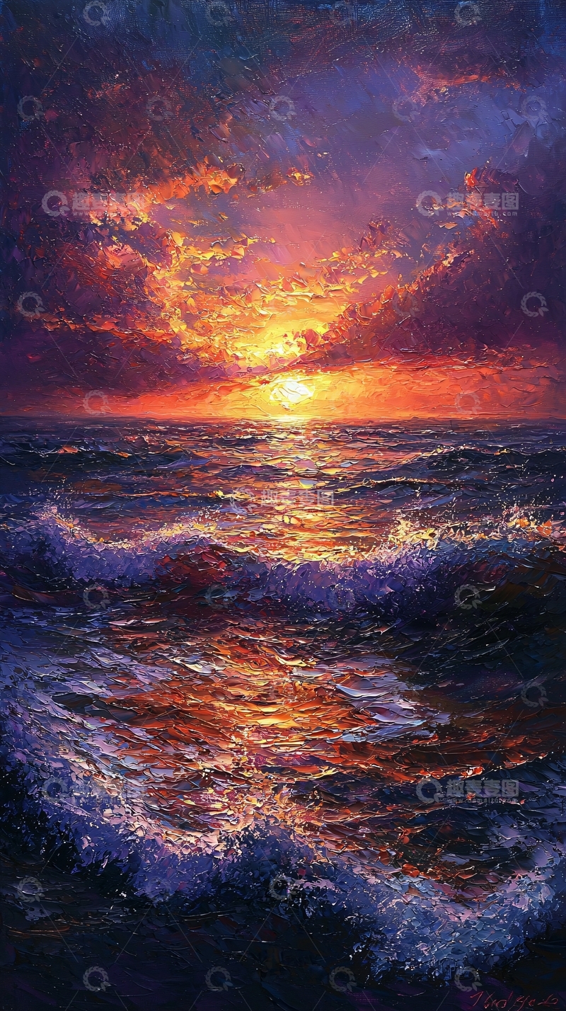 高清大图下载【趣麦麦图】夕阳西下海边景色