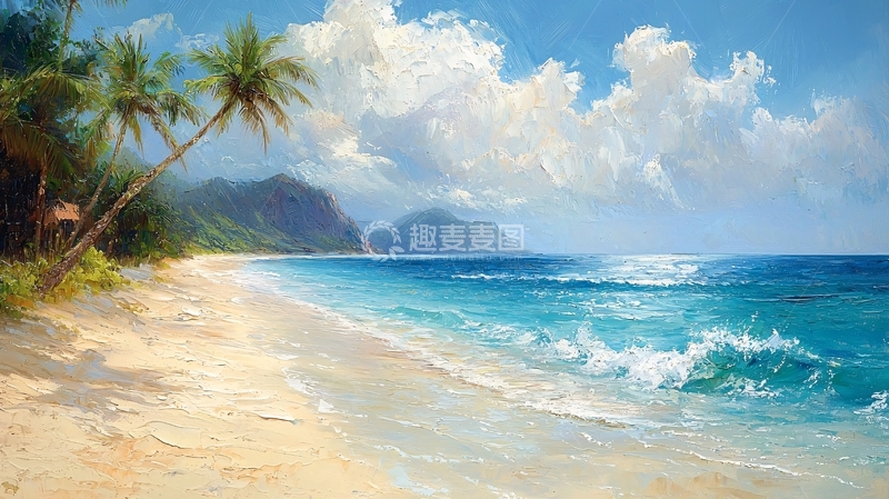 高清大图下载【趣麦麦图】热带海滩风景画