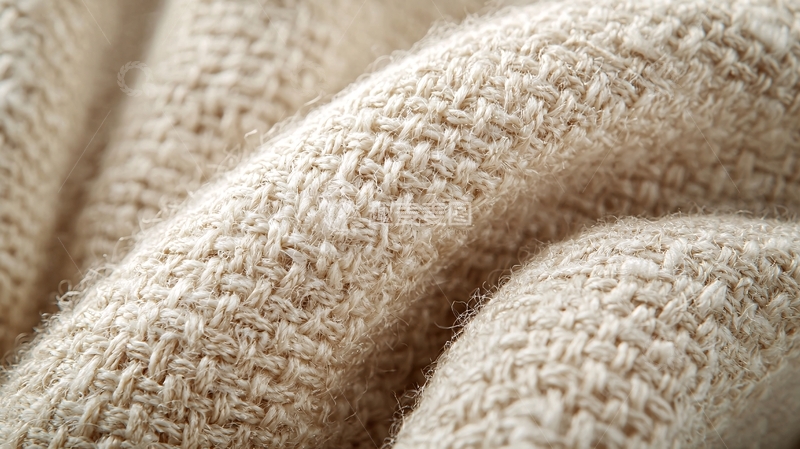 高清大图下载【趣麦麦图】米白色粗纺面料特写