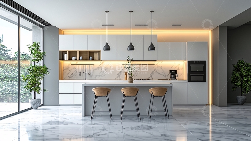 高清大图下载【趣麦麦图】现代简约风格开放式厨房