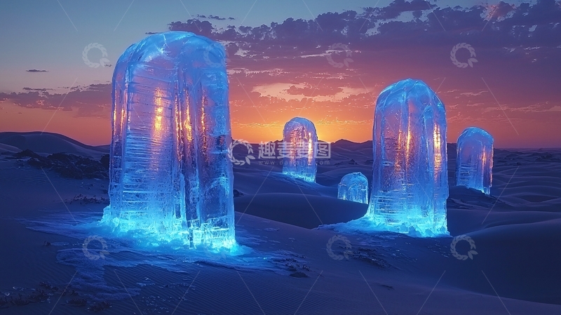 高清大图下载【趣麦麦图】冰柱群在沙漠中