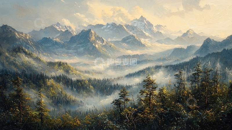 高清大图下载【趣麦麦图】山峰云海森林日出