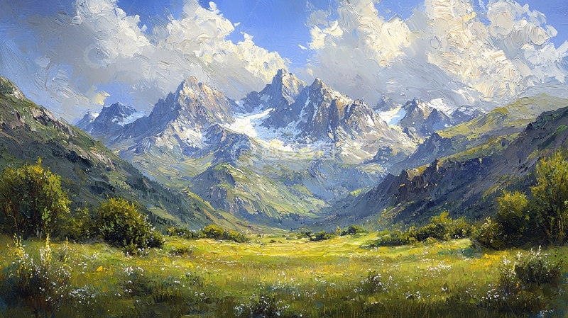 高清大图下载【趣麦麦图】阳光明媚的山谷风光