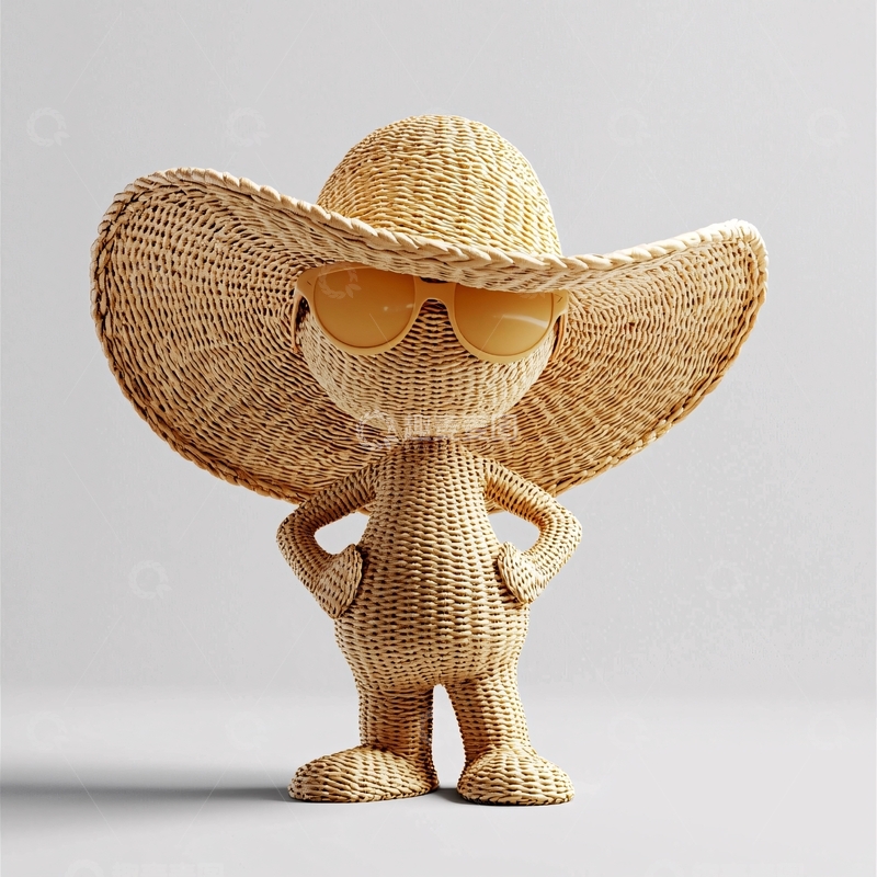 高清大图下载【趣麦麦图】戴草帽墨镜的稻草人
