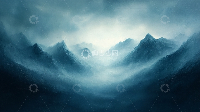 高清大图下载【趣麦麦图】雾气弥漫的山谷