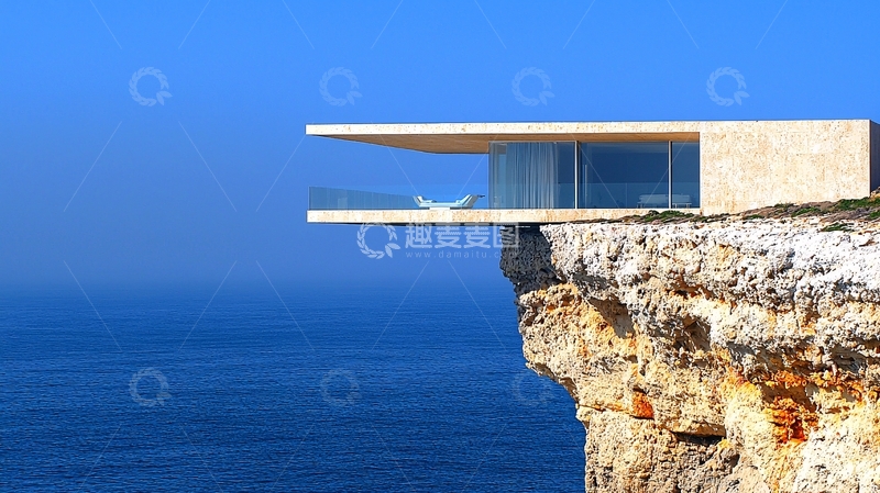 高清大图下载【趣麦麦图】悬崖边上的现代建筑