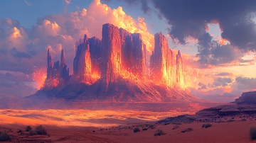 燃烧的岩石山脉