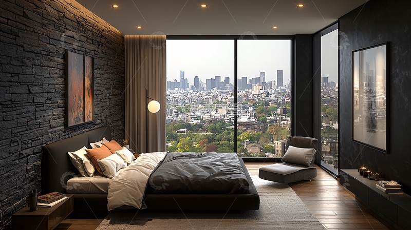 高清大图下载【趣麦麦图】现代都市景观卧室