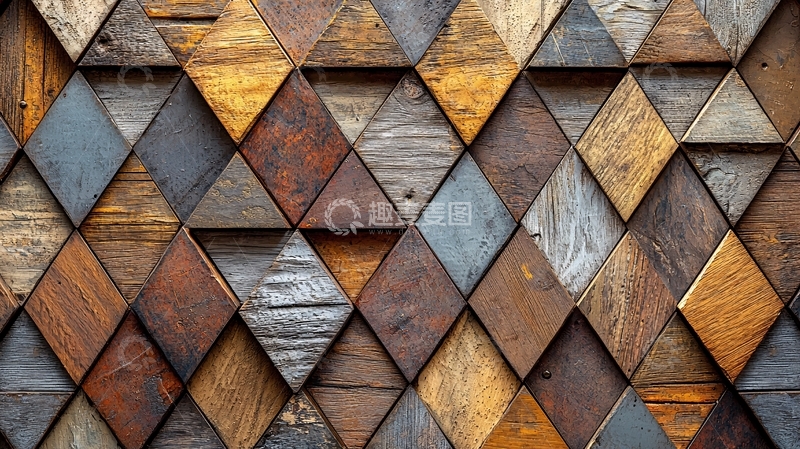 高清大图下载【趣麦麦图】木质三角形拼接背景