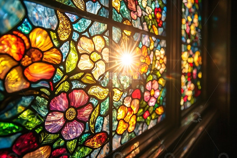 高清大图下载【趣麦麦图】彩色玻璃窗花