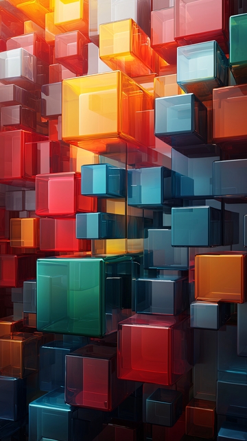 彩色玻璃方块堆叠