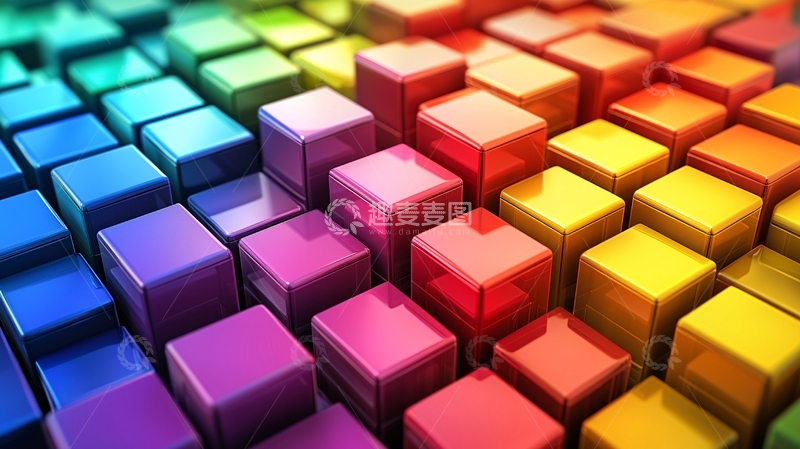 高清大图下载【趣麦麦图】彩色立方体背景6