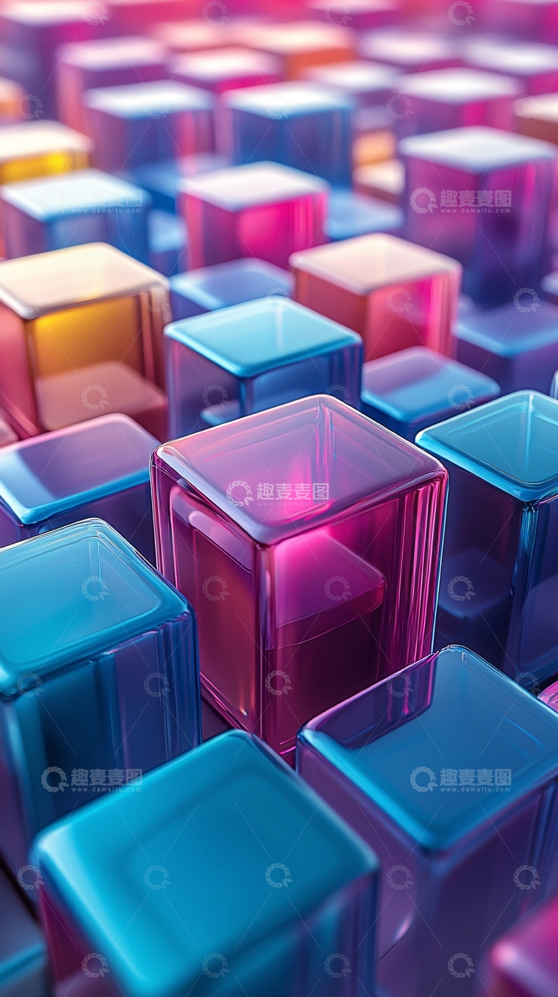 高清大图下载【趣麦麦图】彩色玻璃方块