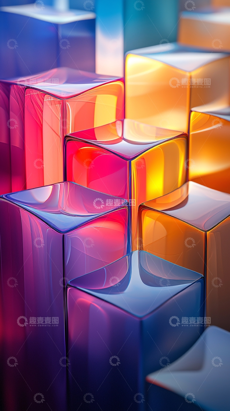 高清大图下载【趣麦麦图】彩色玻璃方块