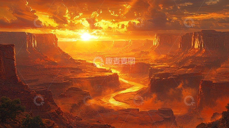 高清大图下载【趣麦麦图】火焰般壮丽的峡谷日落