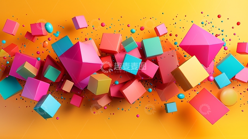 高清大图下载【趣麦麦图】彩色几何体堆叠