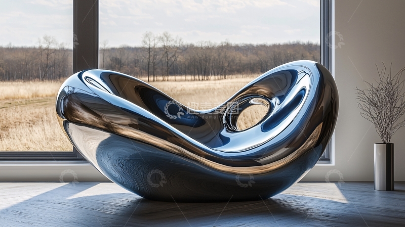 高清大图下载【趣麦麦图】流线型金属雕塑座椅