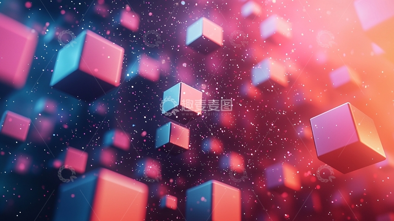 高清大图下载【趣麦麦图】抽象的彩色立方体背景
