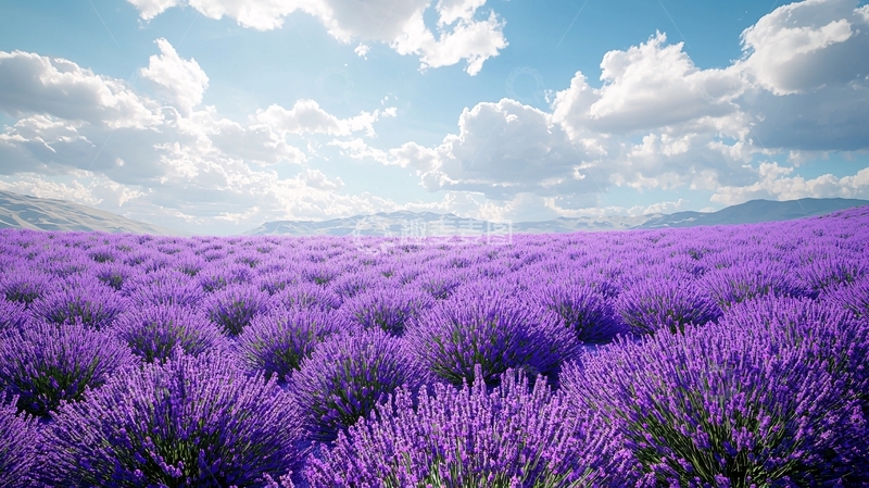 高清大图下载【趣麦麦图】-阳光普照下的薰衣草田