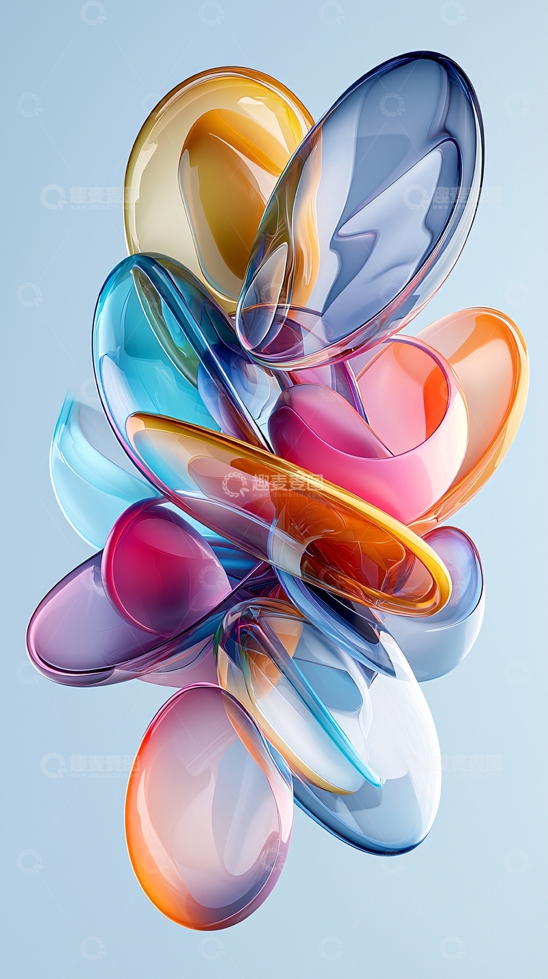 高清大图下载【趣麦麦图】彩色玻璃质感抽象图形