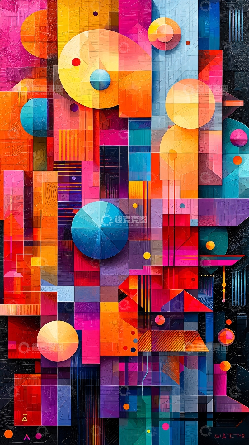 高清大图下载【趣麦麦图】抽象几何彩色壁纸