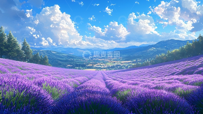 高清大图下载【趣麦麦图】薰衣草田园风光