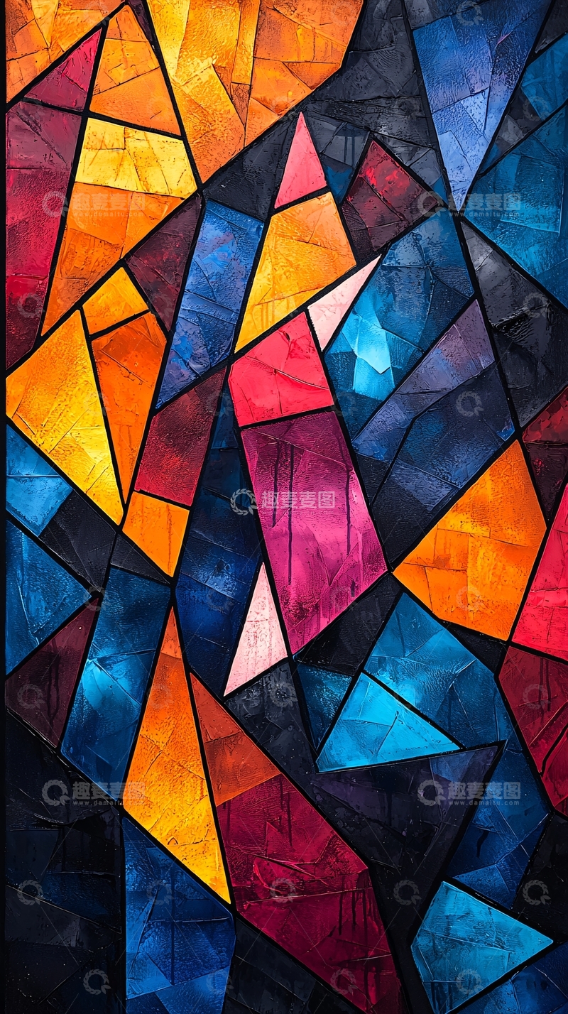 高清大图下载【趣麦麦图】抽象几何彩色三角形