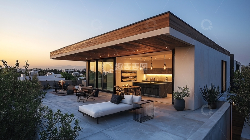 高清大图下载【趣麦麦图】现代简约风格屋顶露台