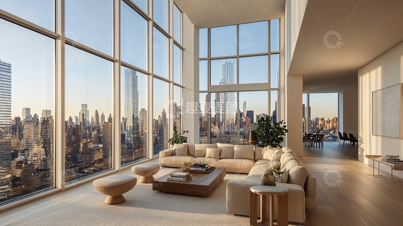 高清大图下载【趣麦麦图】落地窗豪宅客厅