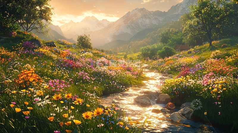 高清大图下载【趣麦麦图】阳光下的山谷花海