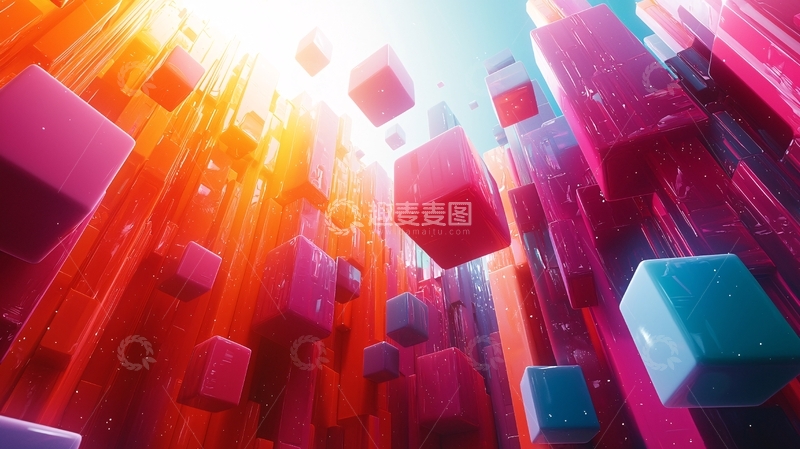 高清大图下载【趣麦麦图】彩色方块抽象背景