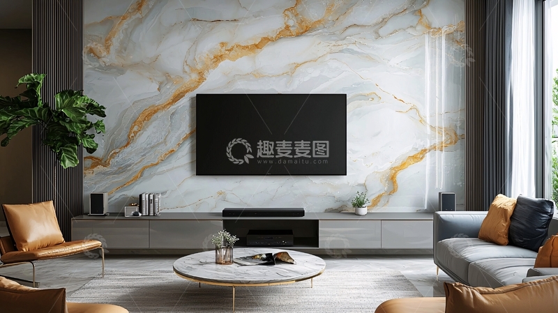 高清大图下载【趣麦麦图】现代轻奢客厅电视背景墙