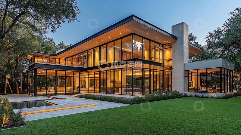 高清大图下载【趣麦麦图】现代风格别墅夜景